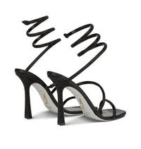 Sandales à talons Cleopatra 105 à strass en satin - Nero & Jet