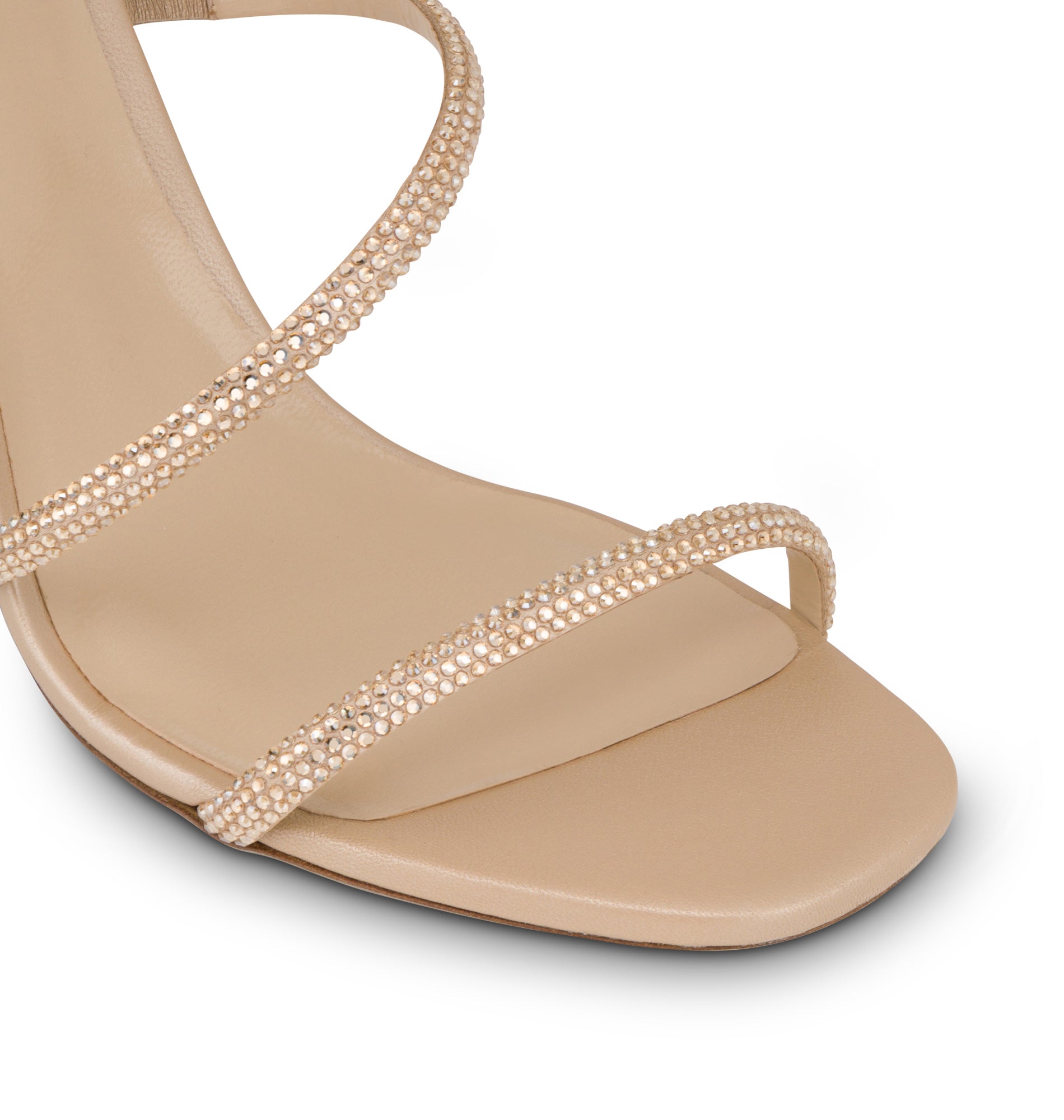 Sandales à talons Cleopatra 105 à strass en satin - Beige & Shadow