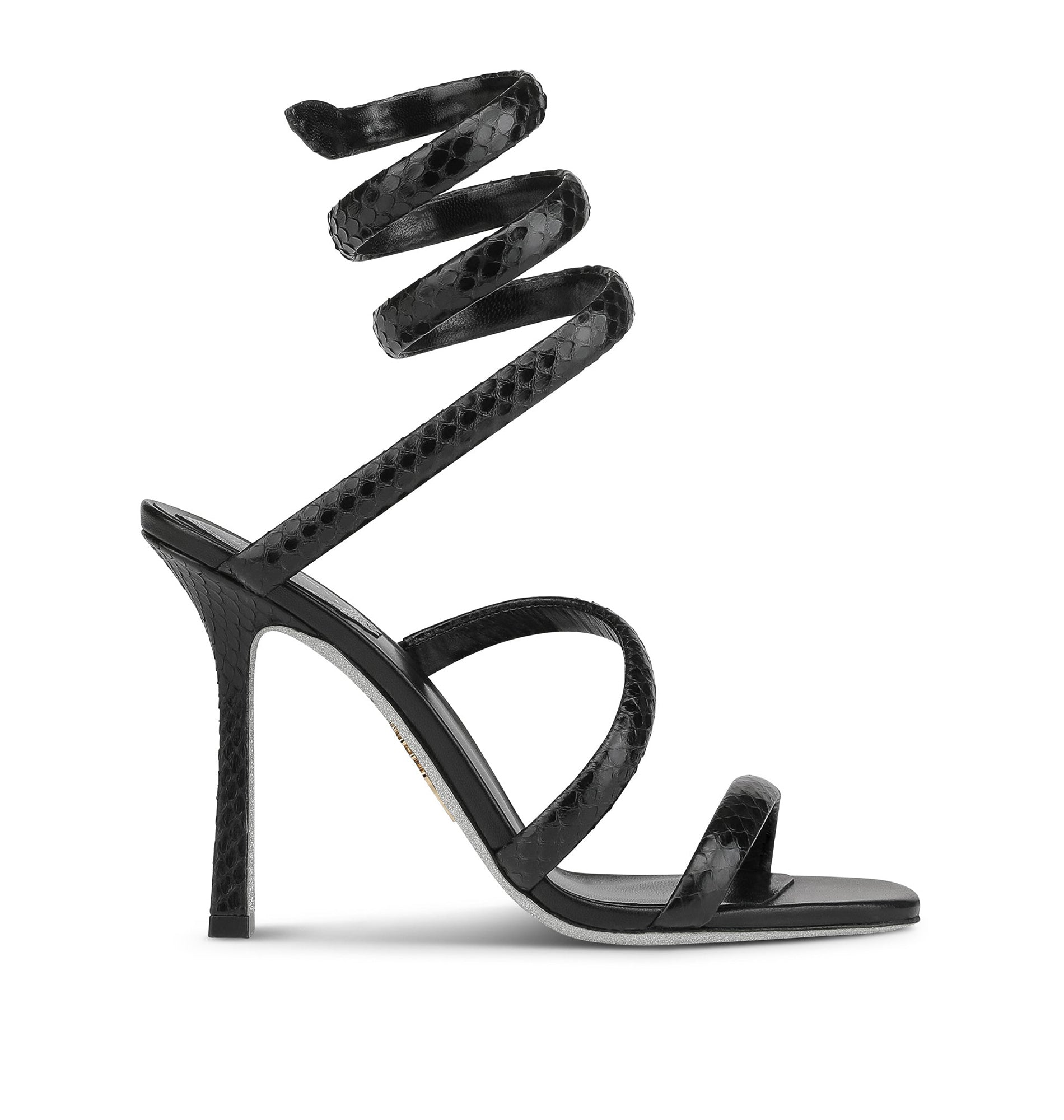 Sandales à talons Cleopatra 105 en cuir précieux - Nero Lucido