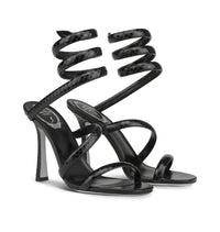 Sandales à talons Cleopatra 105 en cuir précieux - Nero Lucido