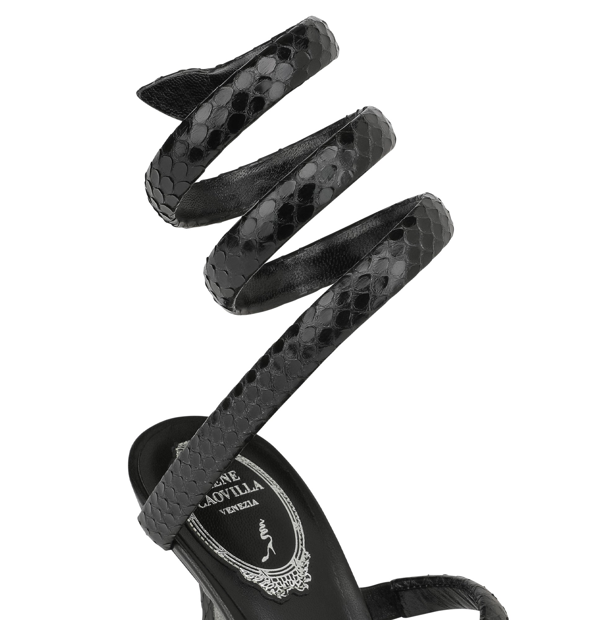 Sandales à talons Cleopatra 105 en cuir précieux - Nero Lucido