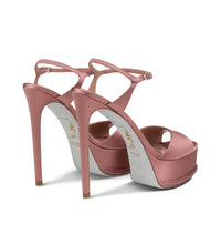 Sandales à plateforme Anastasia 130 à strass en satin - Blush & Blush Rose