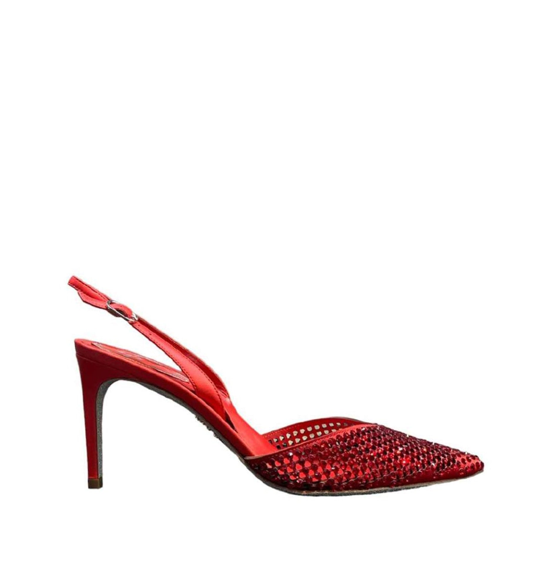Slingbacks Ginger 80 à strass en cuir - Rosso & Siam
