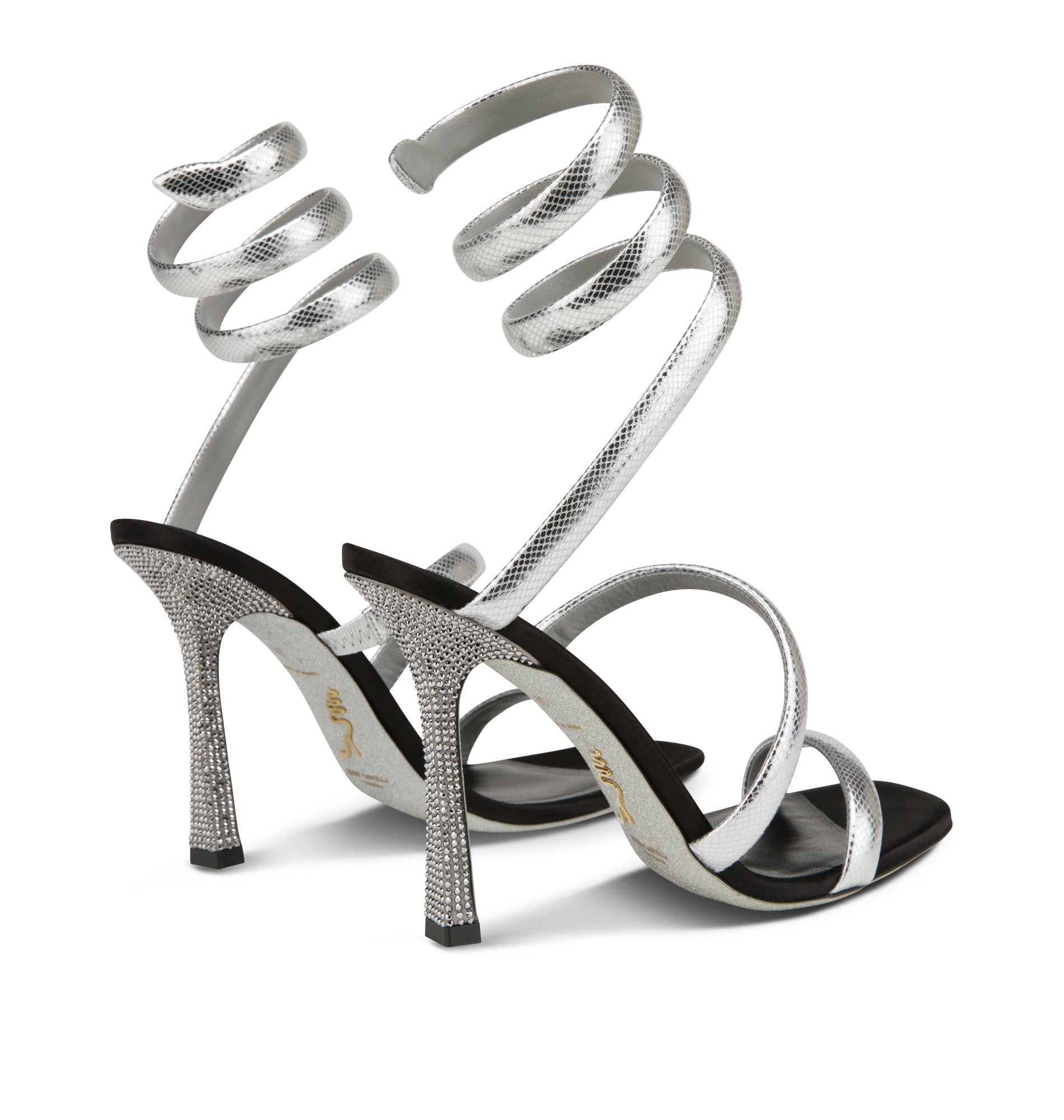 Sandales à talons Cleopatra 105 à strass en cuir - Argento & Chrome