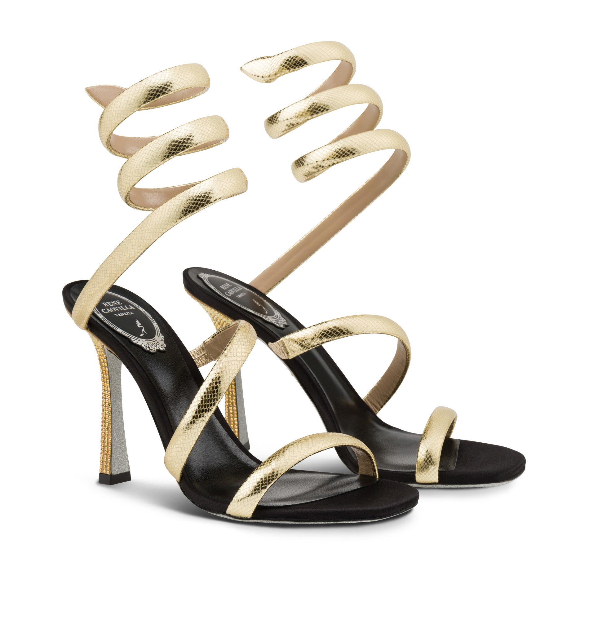 Sandales à talons Cleopatra 105 à strass en cuir - Oro & Met.Sunshine