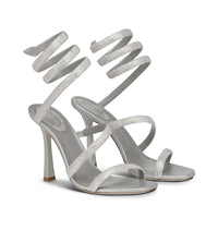Sandales à talons Cleopatra 105 à strass en satin - Grigio & Silvershade