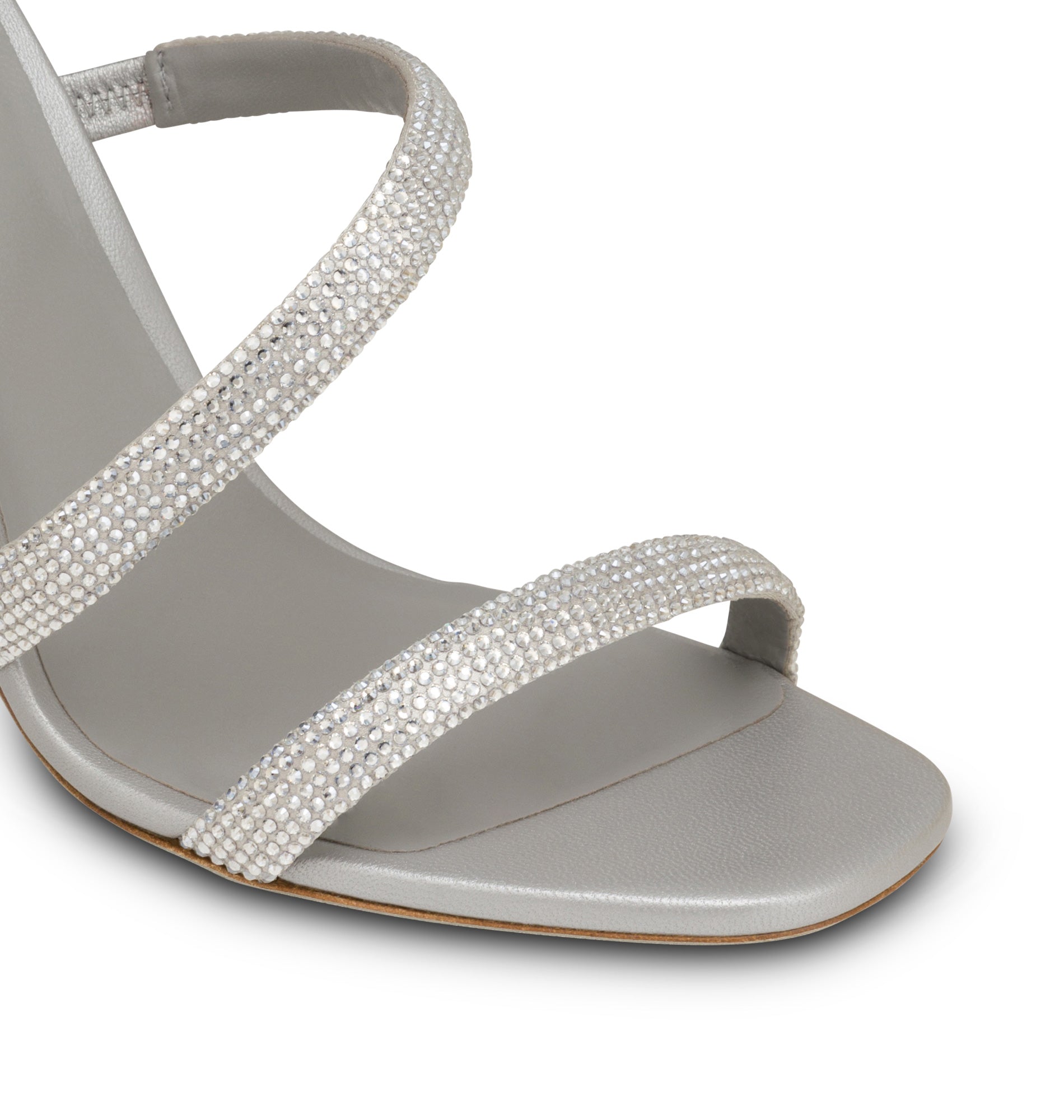 Sandales à talons Cleopatra 105 à strass en satin - Grigio & Silvershade