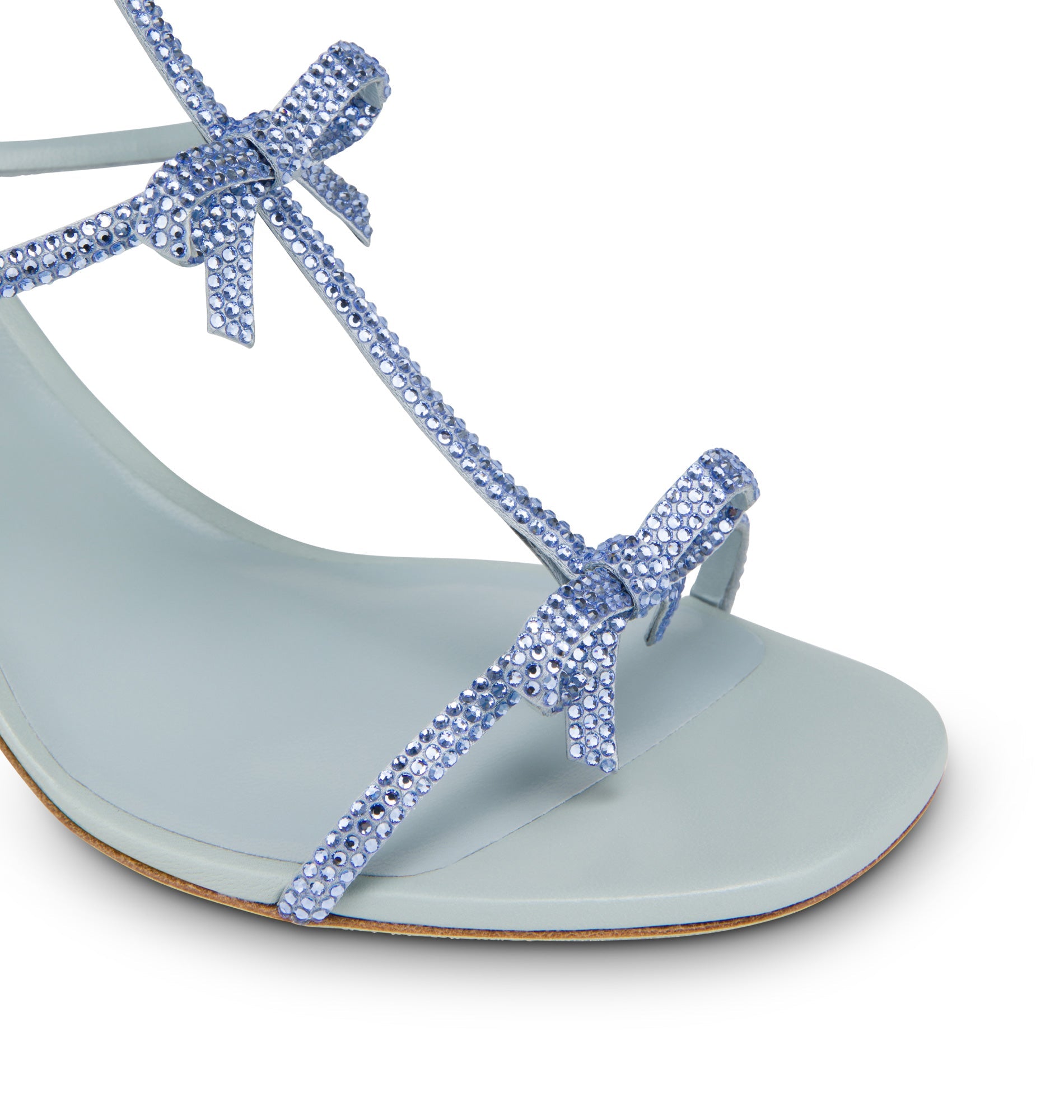 Sandales à talons Caterina 80 à strass en satin - Light Sapphire