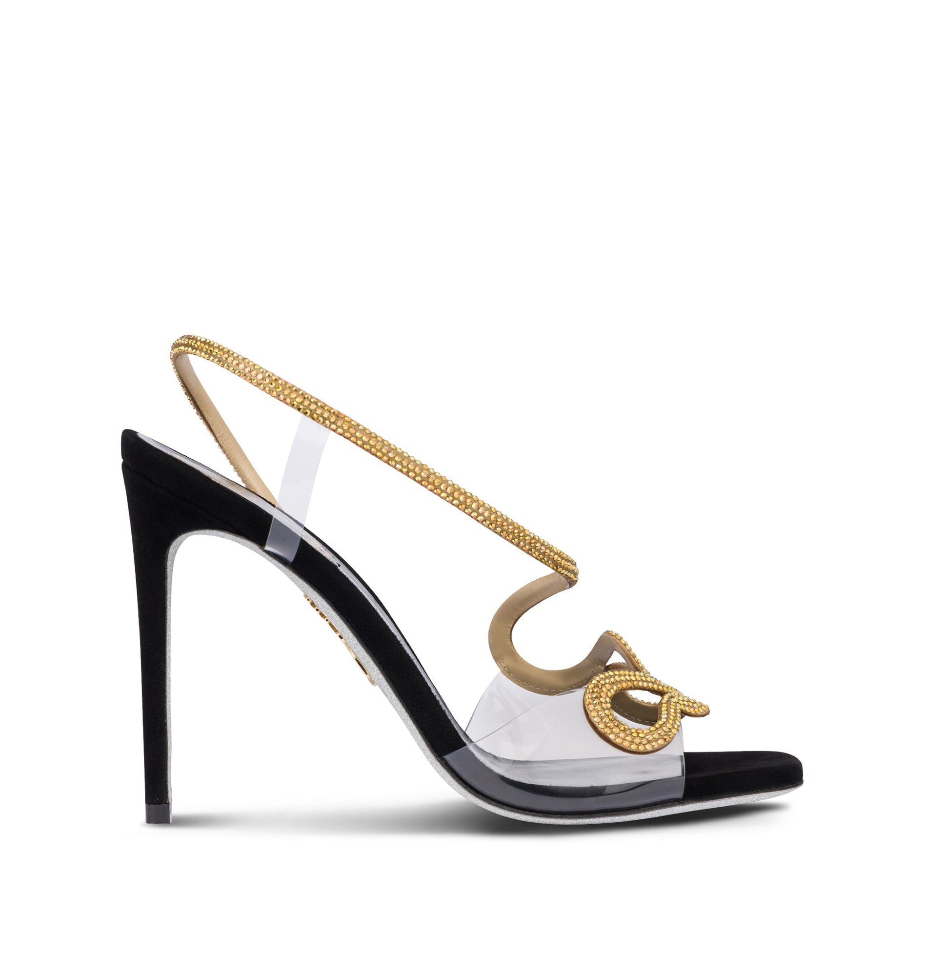 Sandales à talons Morgana 105 à strass en daim - Nero & Sunshine
