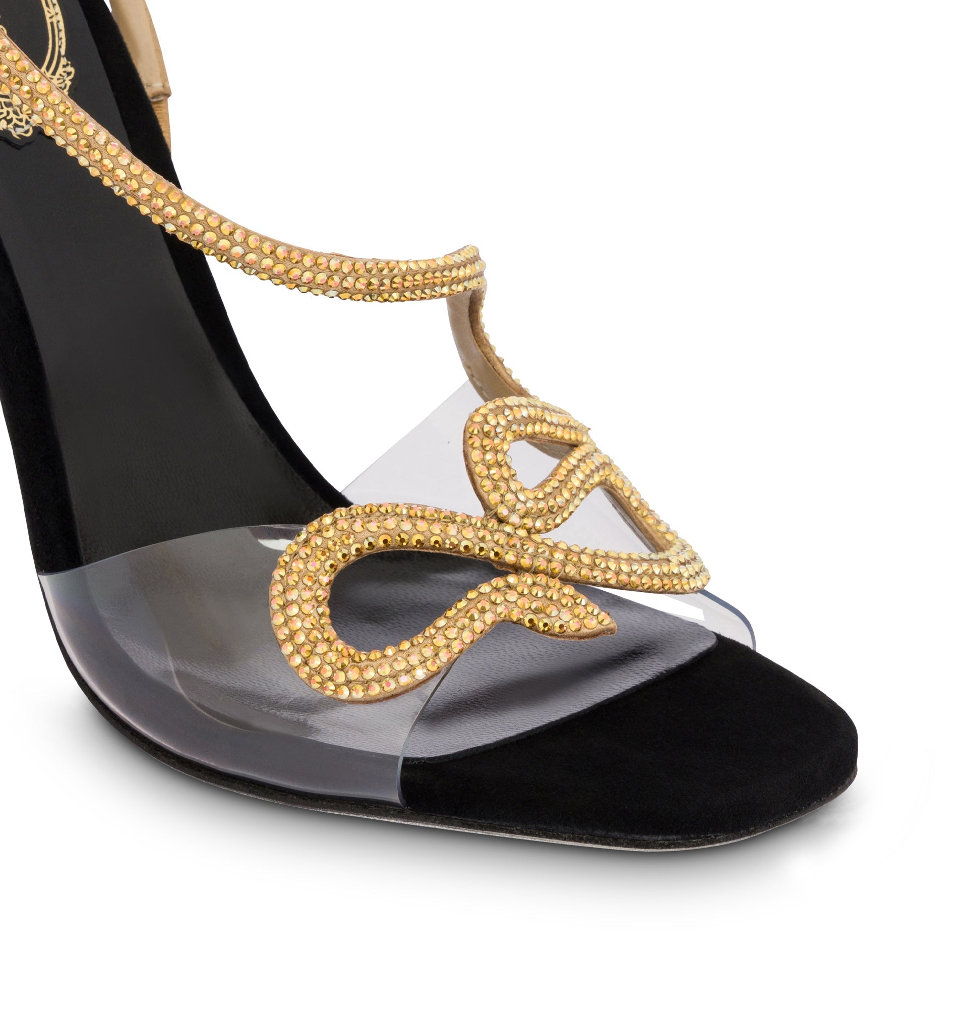 Sandales à talons Morgana 105 à strass en daim - Nero & Sunshine