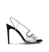 Morgana 105 heeled sandals with suede rhinestones - Nero & Silver Shade