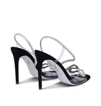 Morgana 105 heeled sandals with suede rhinestones - Nero & Silver Shade