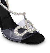 Morgana 105 heeled sandals with suede rhinestones - Nero & Silver Shade