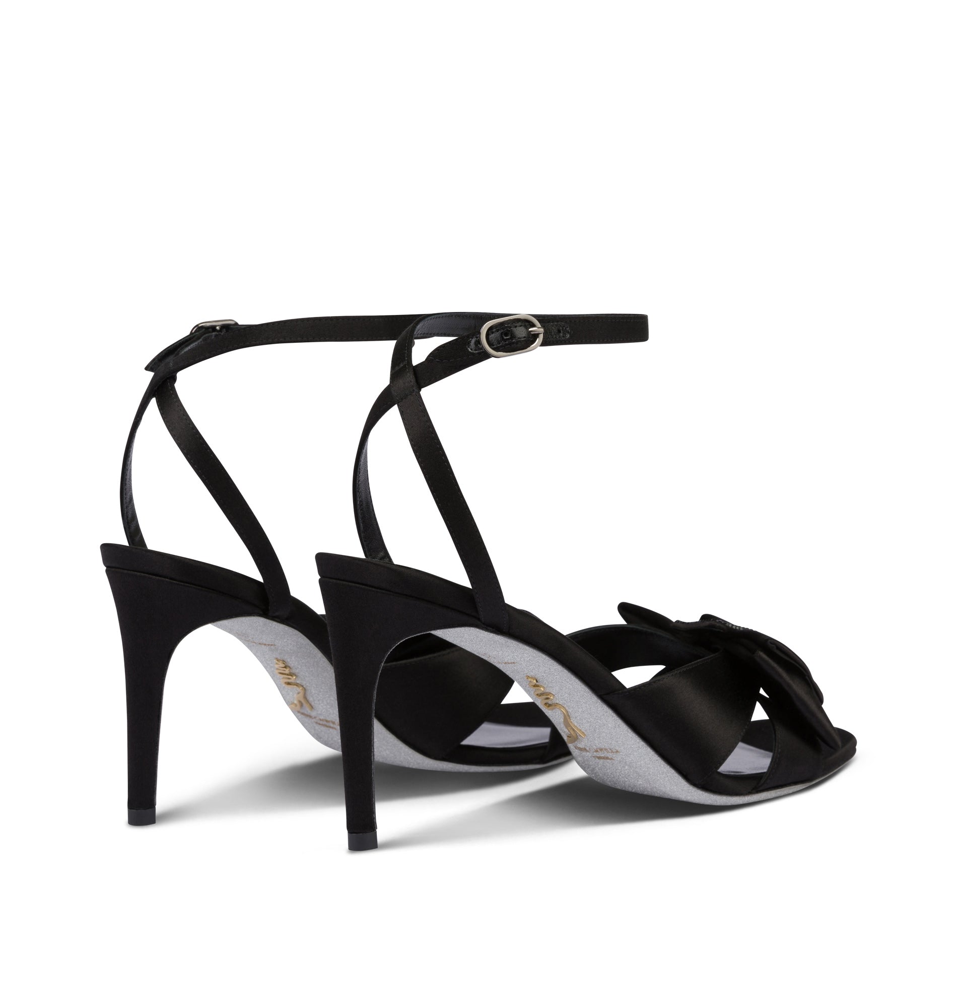 Sandales à talons Sara 80 à strass en satin - Nero & Jet