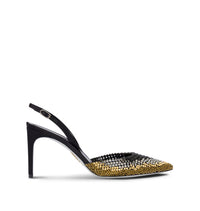 Slingbacks Jackie 80 à strass en satin - Nero & Jet Dorado