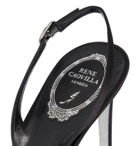Slingbacks Jackie 80 à strass en satin - Nero & Jet Dorado