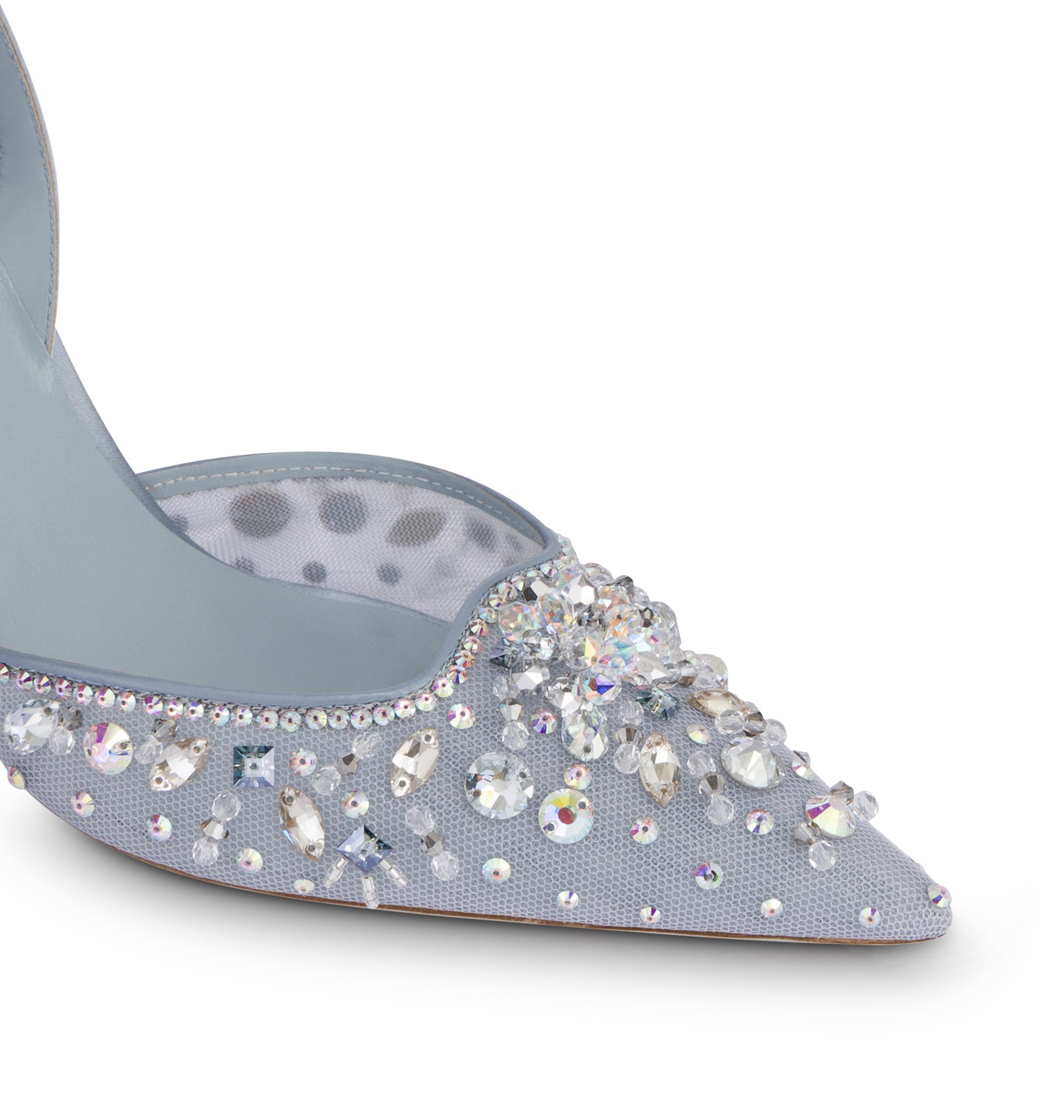 Cinderella 105 satin rhinestone slingbacks - Grigio & Crystal