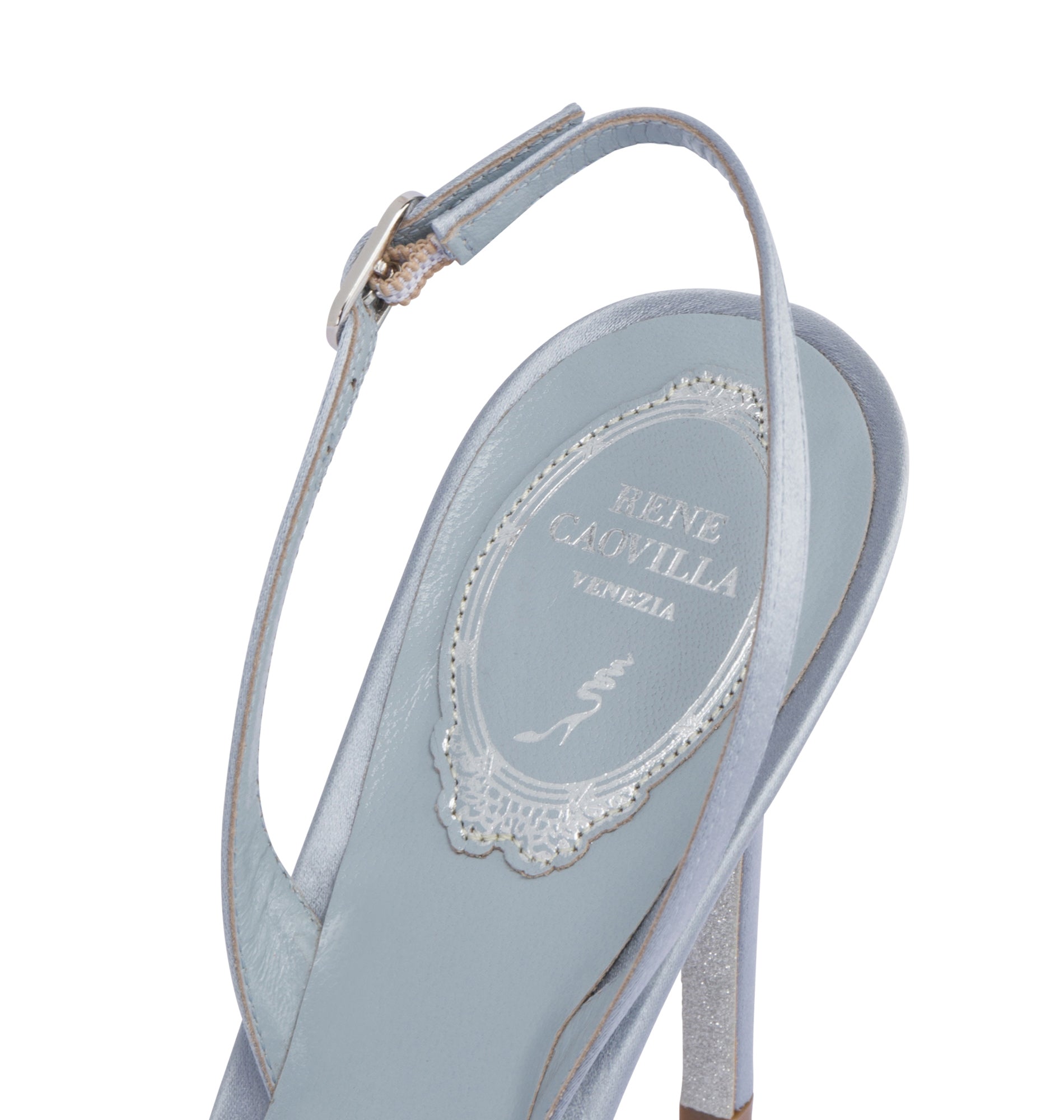 Cinderella 105 satin rhinestone slingbacks - Grigio & Crystal
