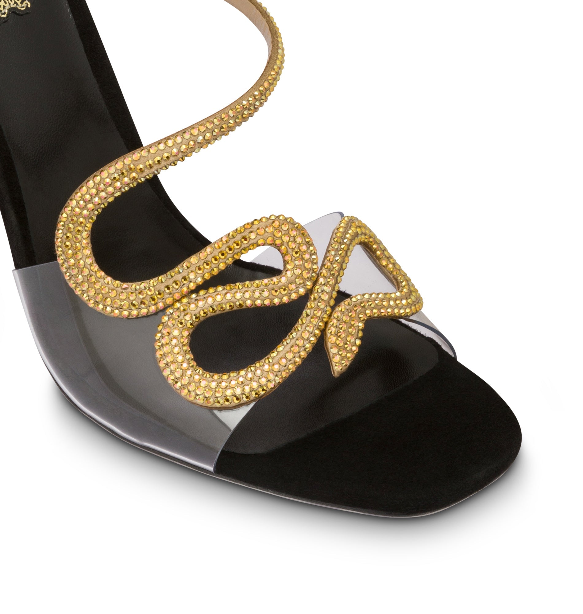 Sandales à talons Morgana 105 à strass en daim - Nero & Sunshine