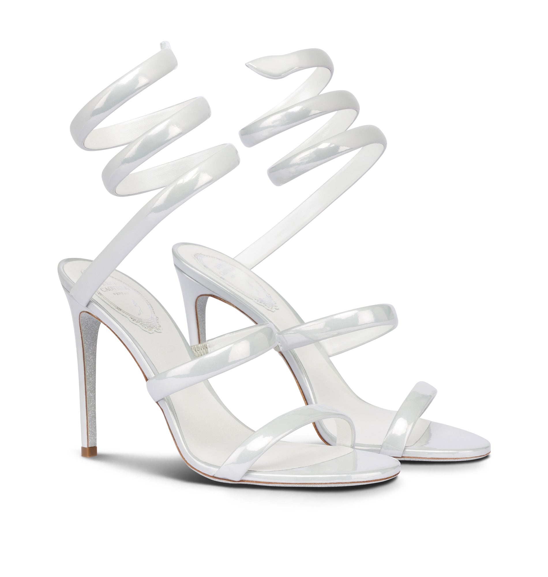 Sandales à talons Cleopatra 105 en cuir - Bianco