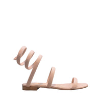 Sandales plates Serpente en cuir - Rosa