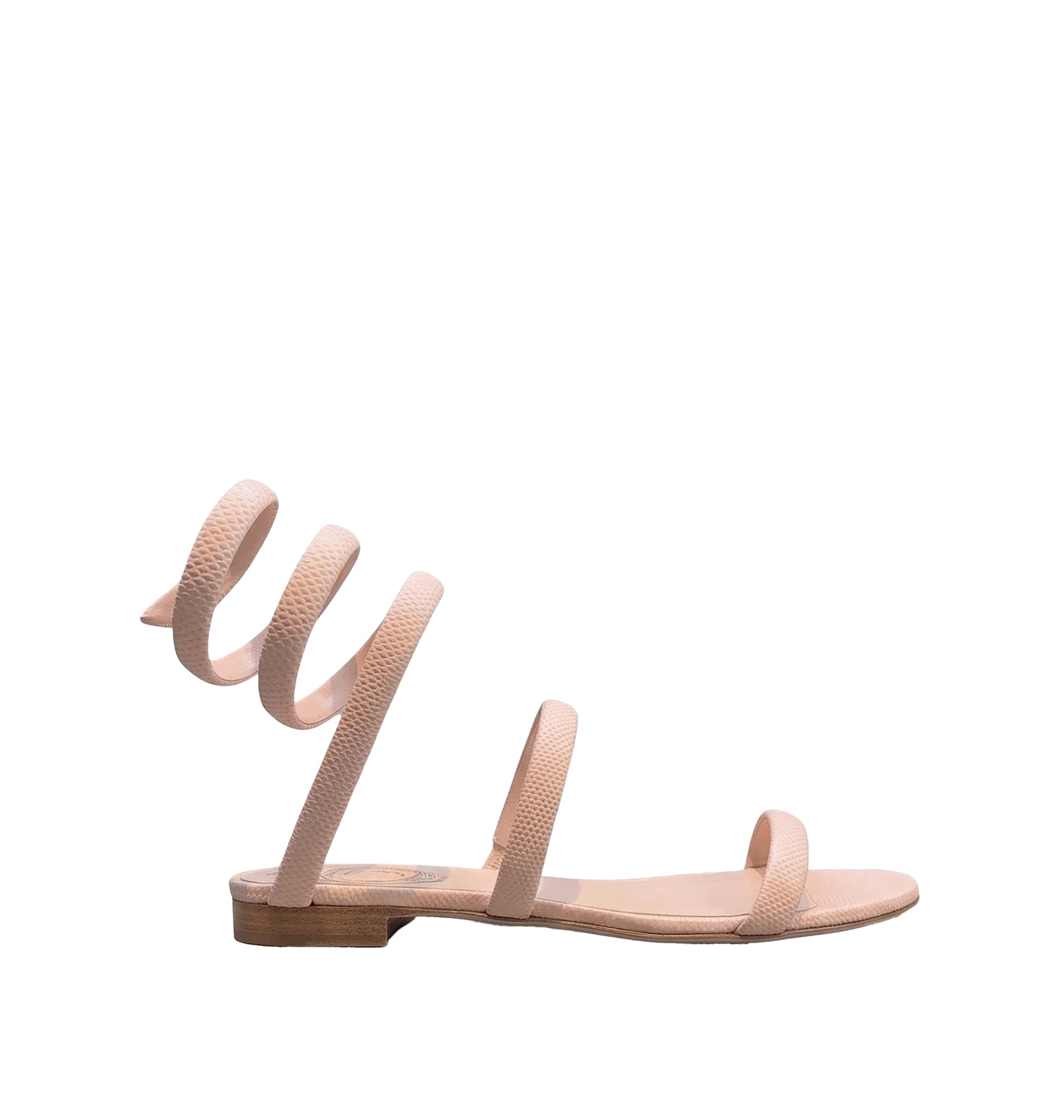 Sandales plates Serpente en cuir - Rosa