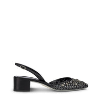Slingbacks Cinderella 40 à strass en cuir et tissu - Nero & Silver Night