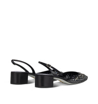 Slingbacks Cinderella 40 à strass en cuir et tissu - Nero & Silver Night