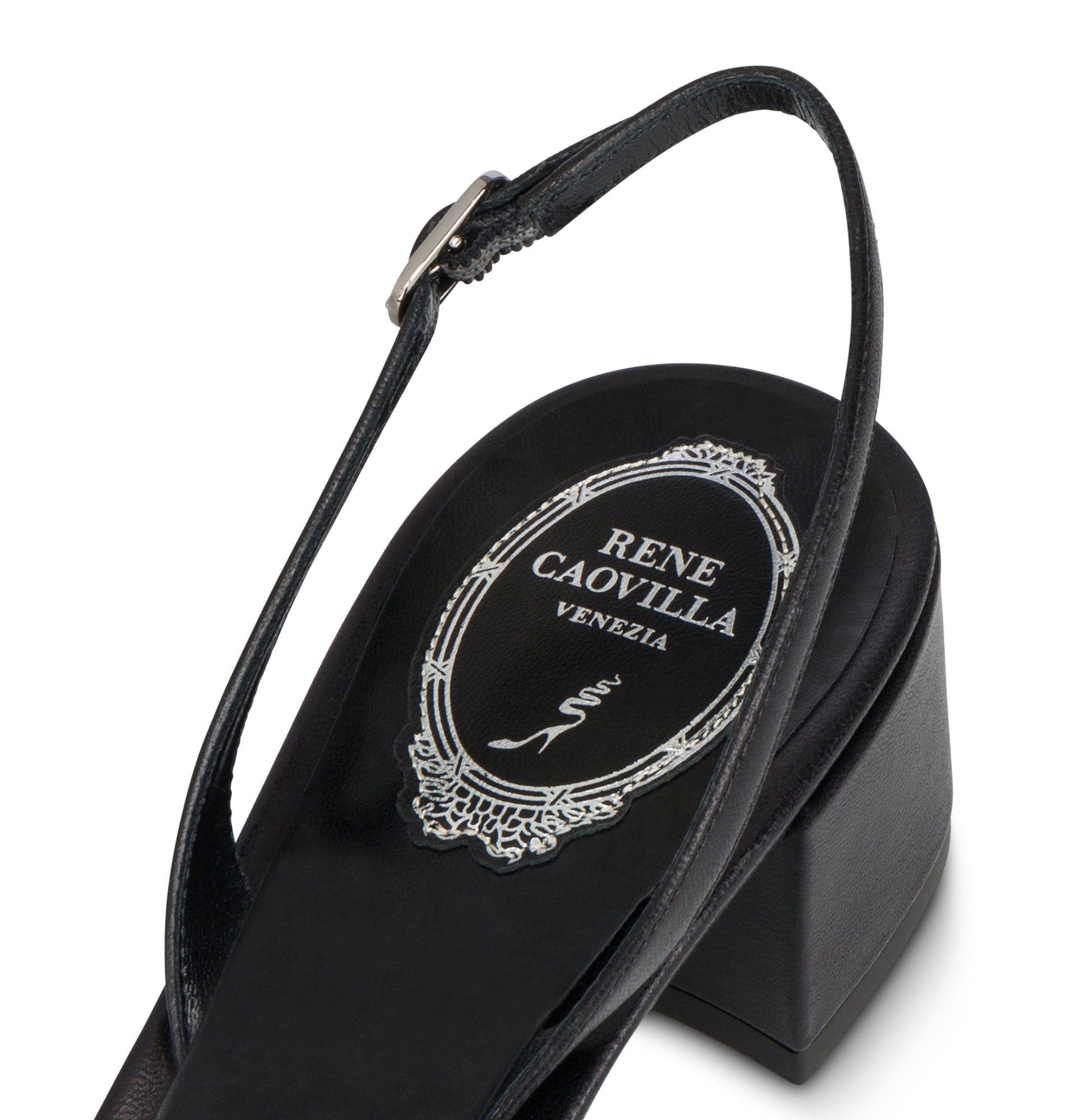 Slingbacks Cinderella 40 à strass en cuir et tissu - Nero & Silver Night