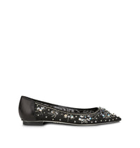 Ballerines Cinderella à strass en cuir et tissu - Nero & Silver Night