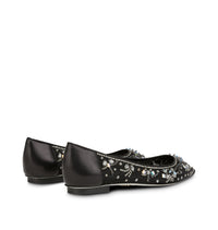 Ballerines Cinderella à strass en cuir et tissu - Nero & Silver Night