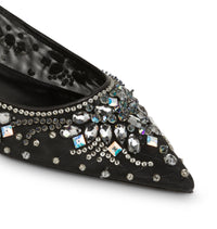 Ballerines Cinderella à strass en cuir et tissu - Nero & Silver Night