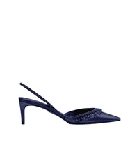 Slingbacks Cleopatra 60 à strass en satin - Blue & Dark Indigo