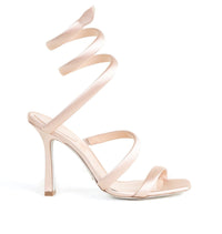 Sandales à talons Cleopatra 105 en satin - Nude