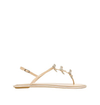 Sandales plates Diana à strass en cuir - Beige & Shadow