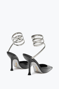 Slingbacks Cleopatra 105 en cuir - Nero & Silver