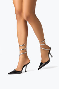 Slingbacks Cleopatra 105 en cuir - Nero & Silver