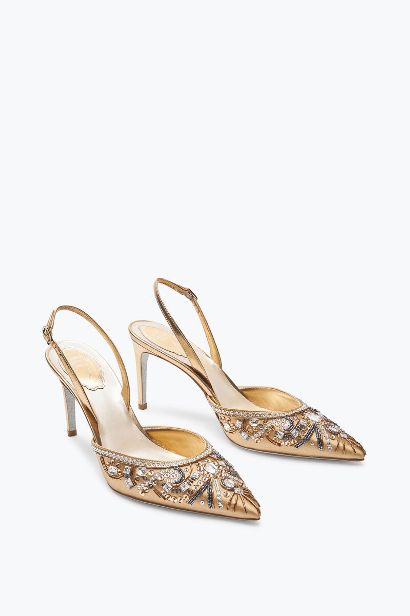 Slingbacks Cinderella 80 à strass en cuir et satin - Mekong