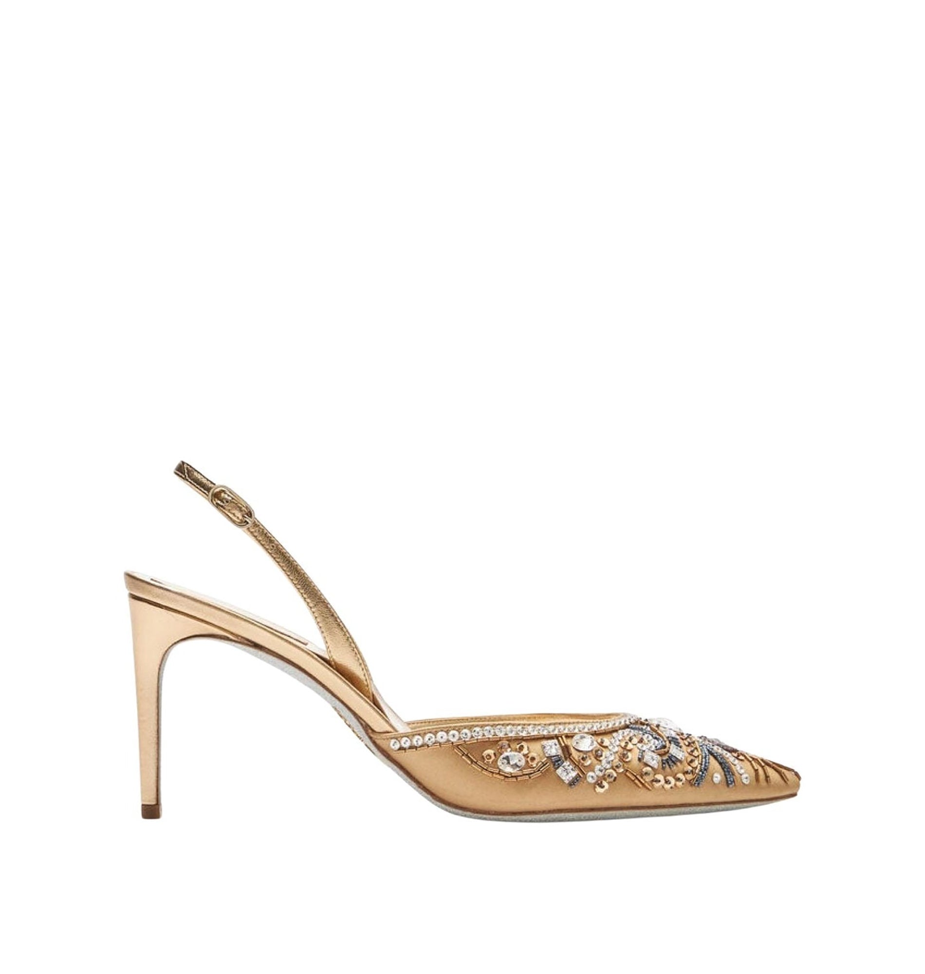 Slingbacks Cinderella 80 à strass en cuir et satin - Mekong