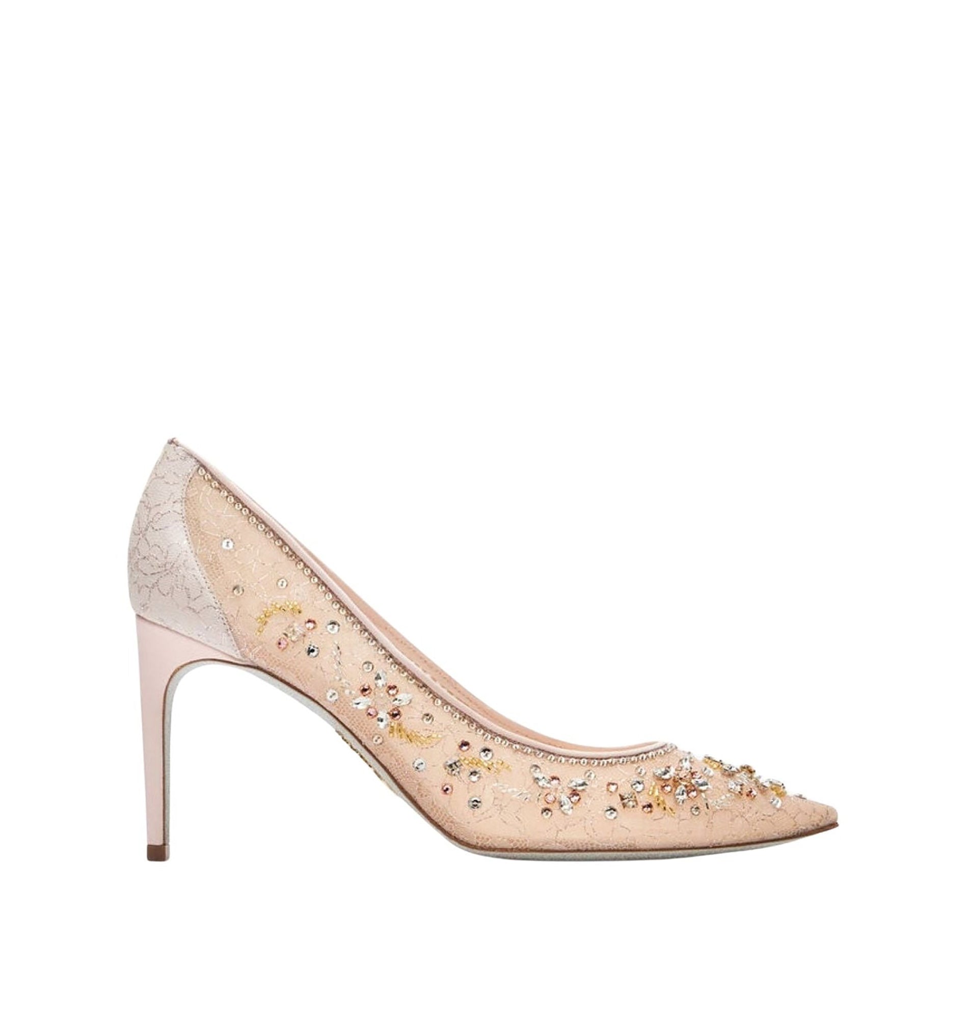 Escarpins Venezia 80 à strass en cuir et tissu - Babypeach & Crystal