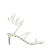 Sandales à talons Cinderella Cleo 60 en satin - Bianco & Crystal