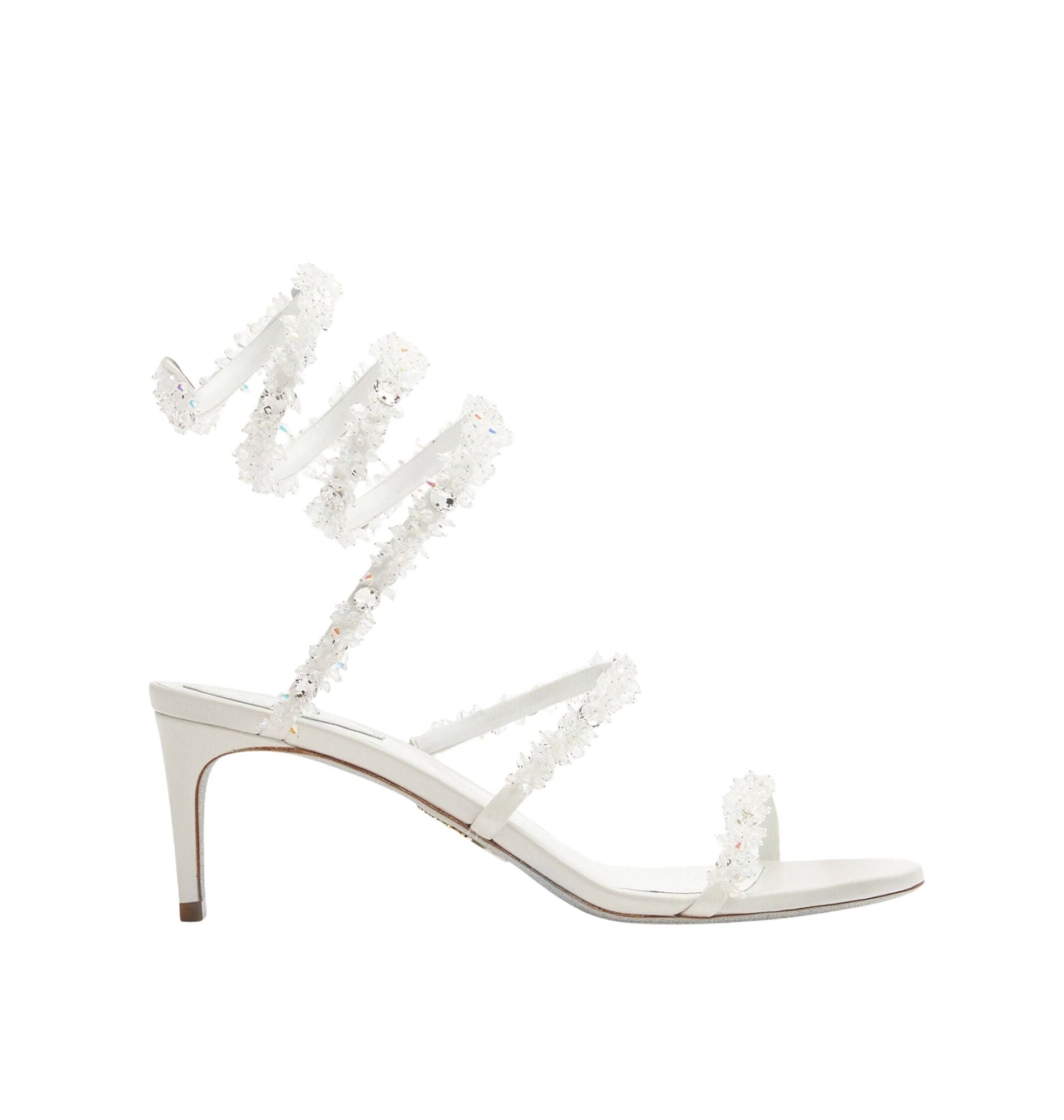 Sandales à talons Cinderella Cleo 60 en satin - Bianco & Crystal