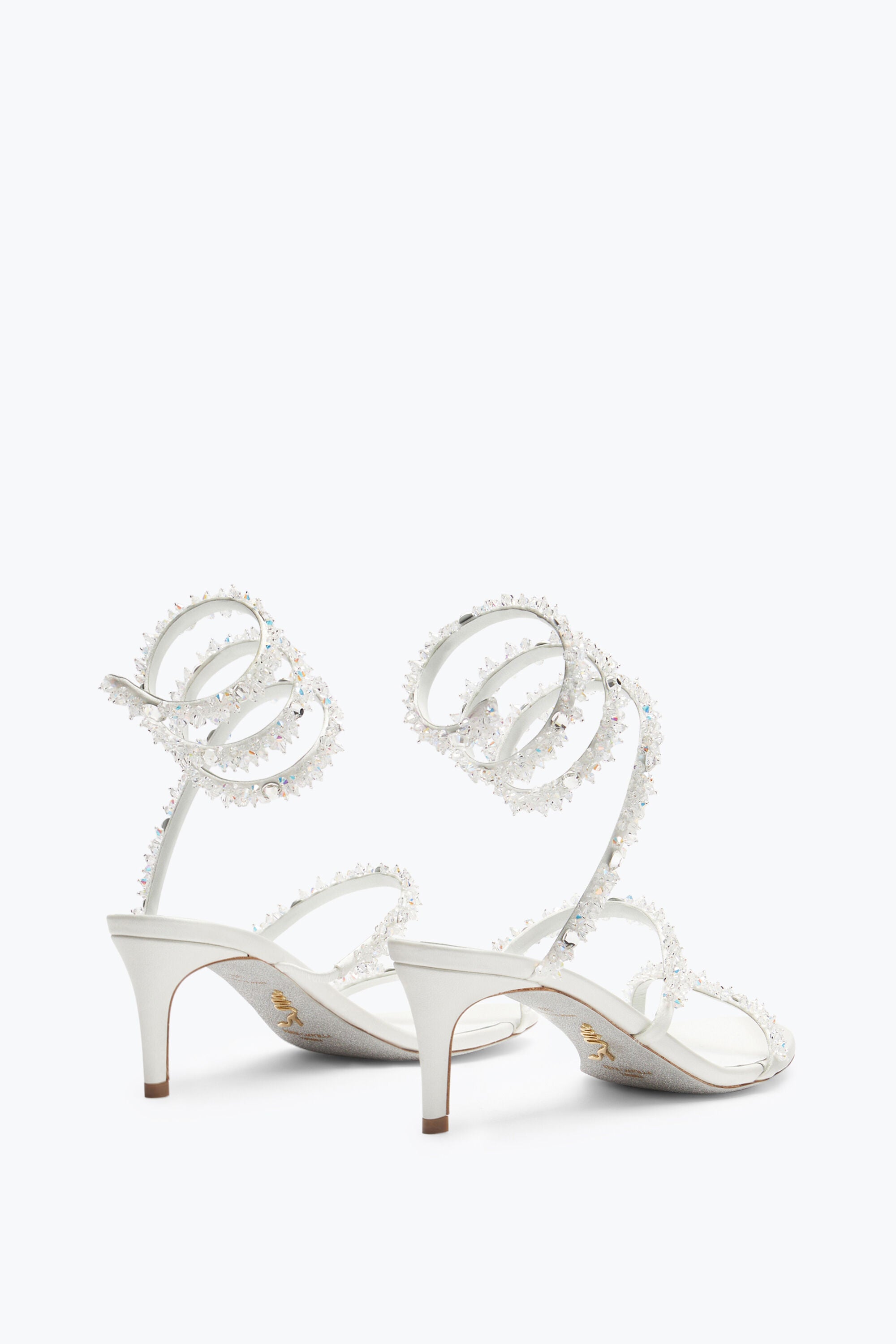 Sandales à talons Cinderella Cleo 60 en satin - Bianco & Crystal
