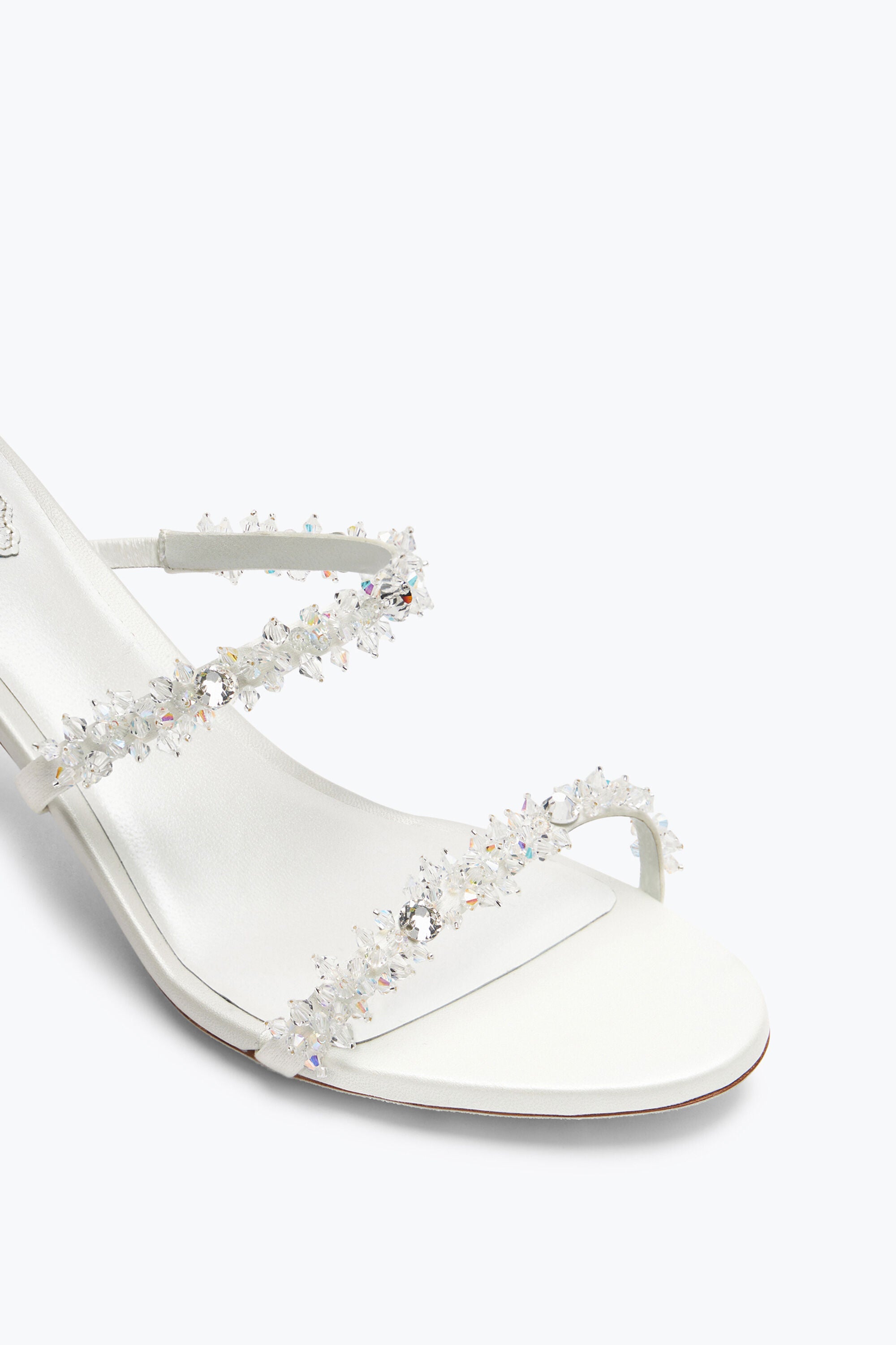 Sandales à talons Cinderella Cleo 60 en satin - Bianco & Crystal