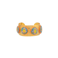 Cuff Curve gilded in fine gold and enamel - Multicolor