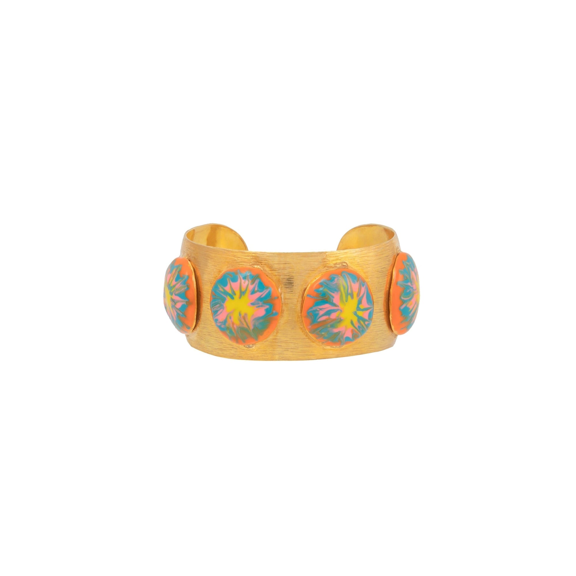 Cuff Curve gilded in fine gold and enamel - Multicolor