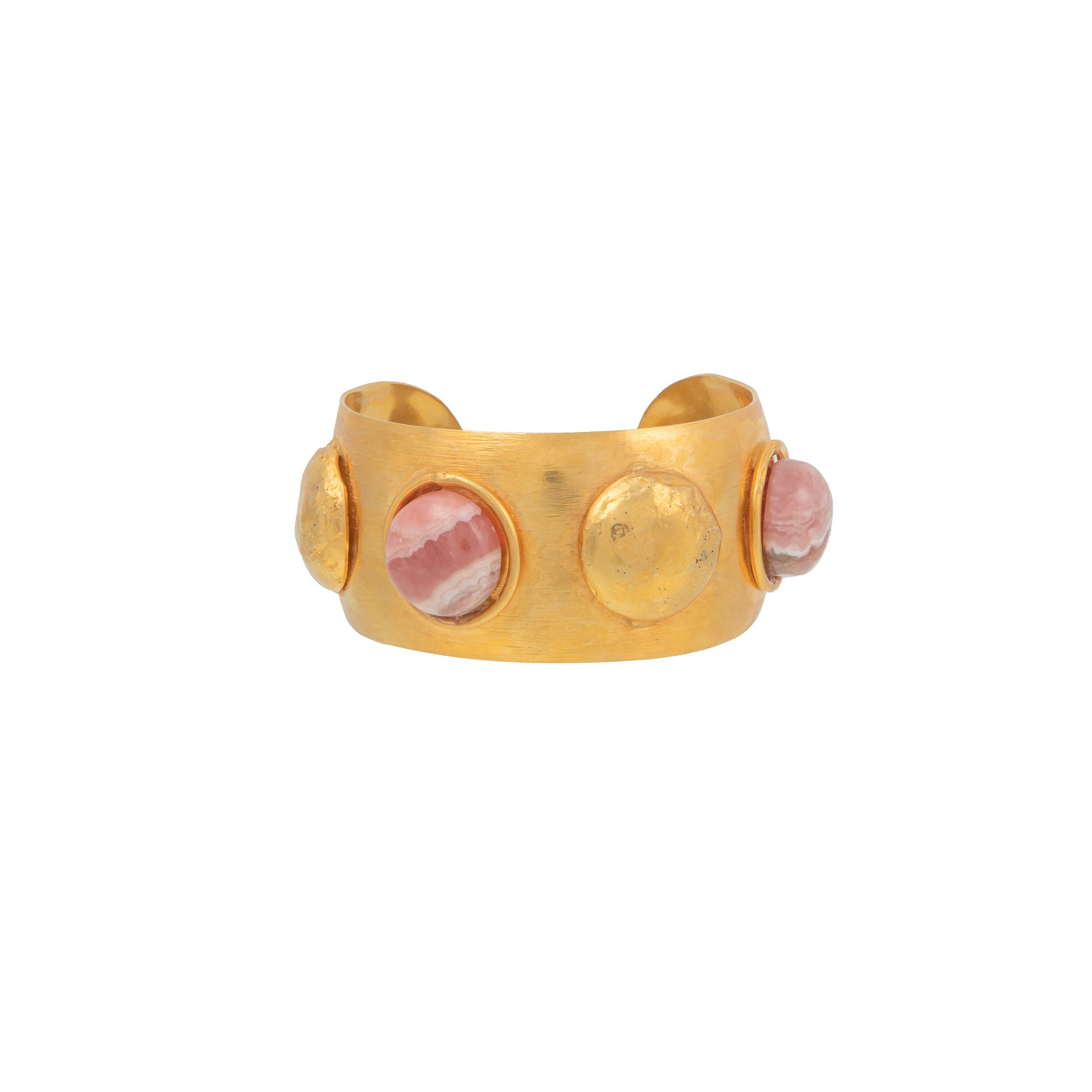 Cuff Curve gilded in fine gold and Rhodochrosite - Pink