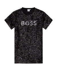 Robe manches courtes en sequins - Black