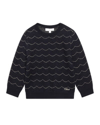 Pull à coquilles brodés en coton - Bleu amiral