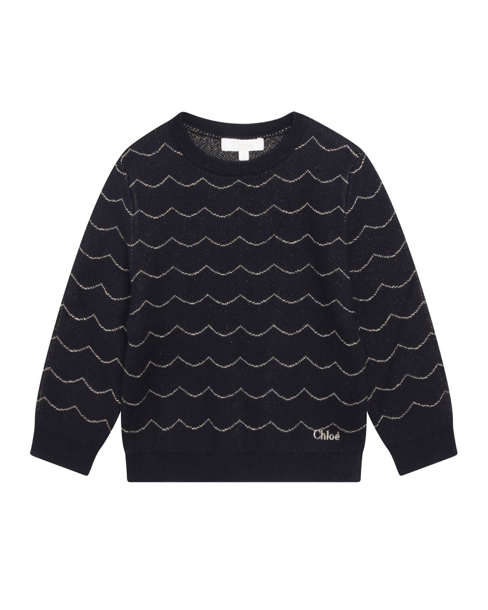 Pull à coquilles brodés en coton - Bleu amiral
